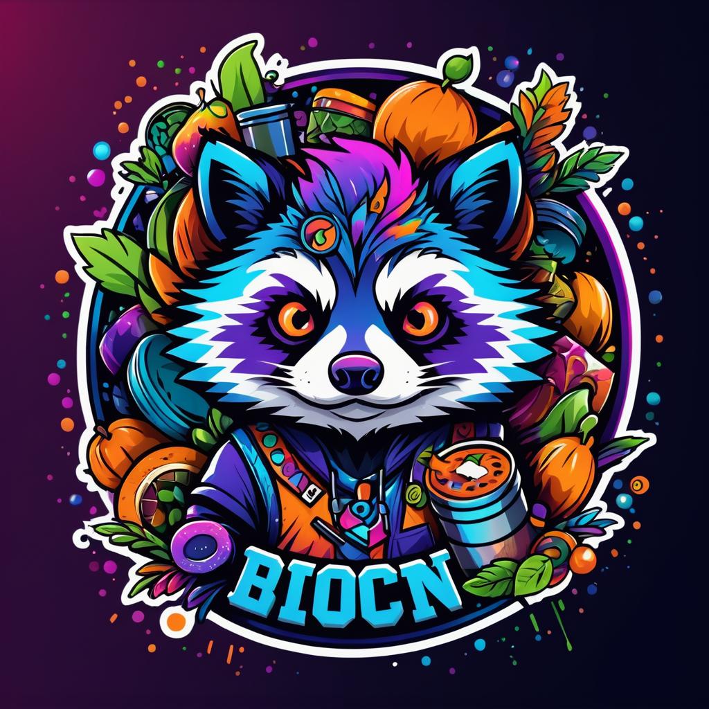 Vibrant Raccoon Tattoo Logo Design