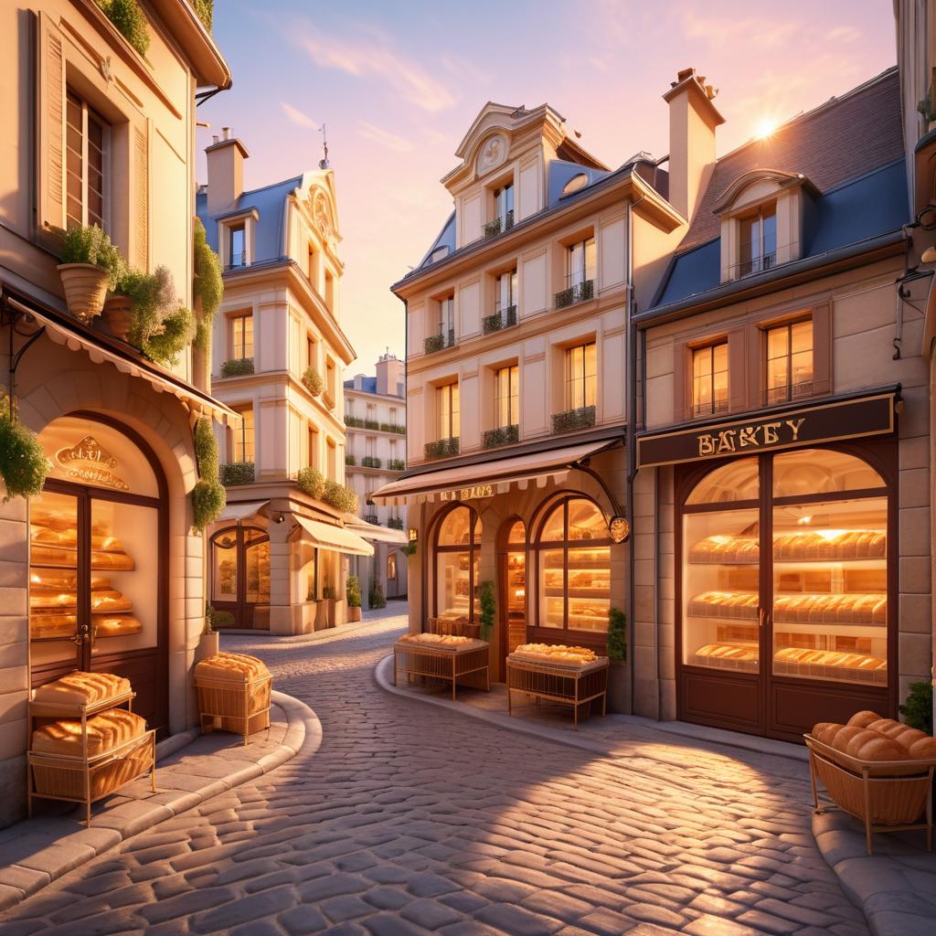 Charming Parisian Bakery at Golden Hour