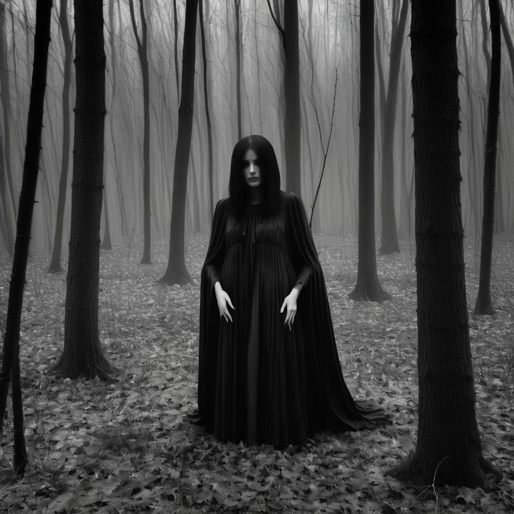 Creepy Woods with Weeping Woman