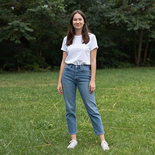 Woman Standing on Green Lawn