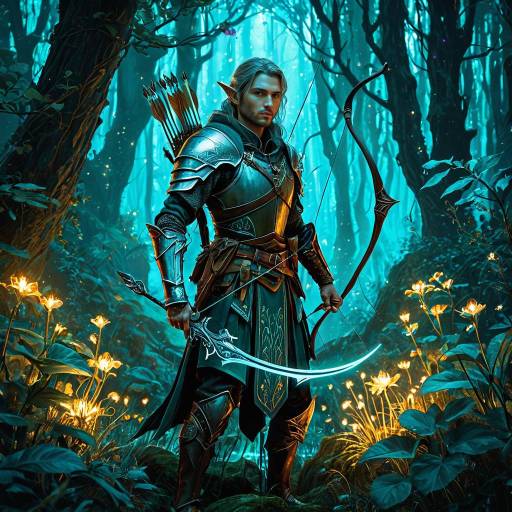 Armored Elf Archer in Enchanted Forest