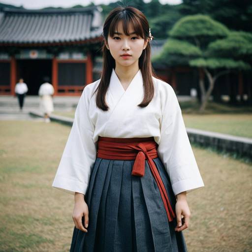 Young Woman in Traditional Korean Outfit