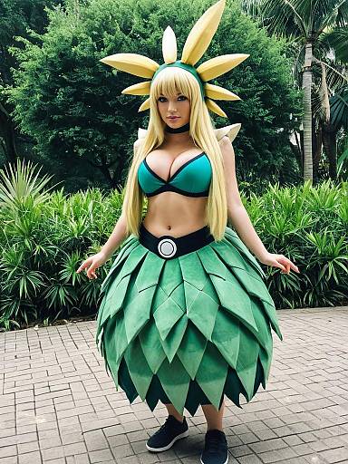 Cosplay photo of alolan exeggutor. Costume clothes
