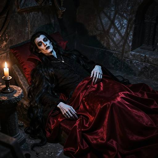 Serene Vampire Resting in Crypt