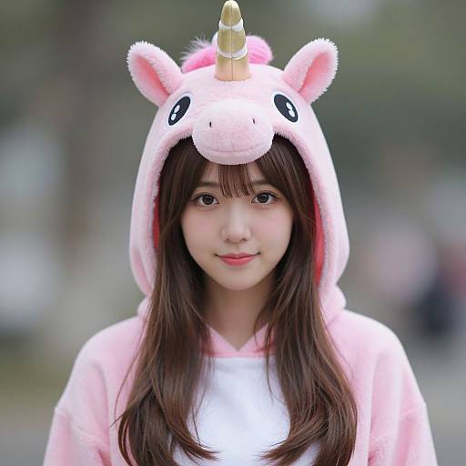 Realistic Pink Unicorn Cosplay Girl