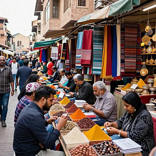 Vibrant Multicultural Street Market Scene