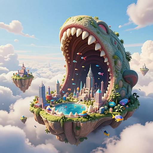 Surreal 3D Archipelago Creature Scene