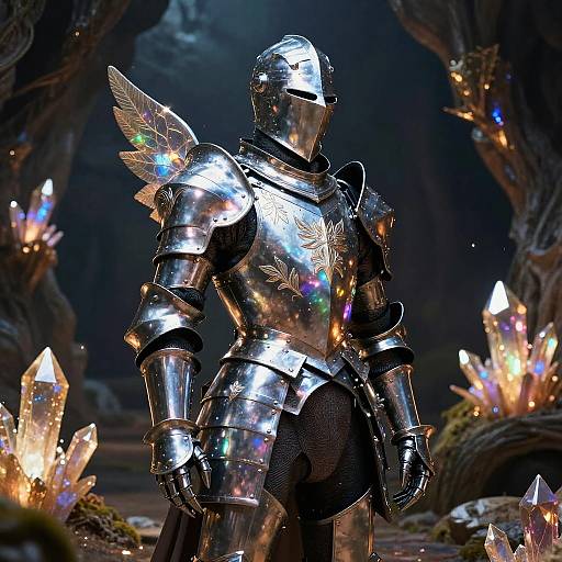 Knight in Enchanted Crystal Cave