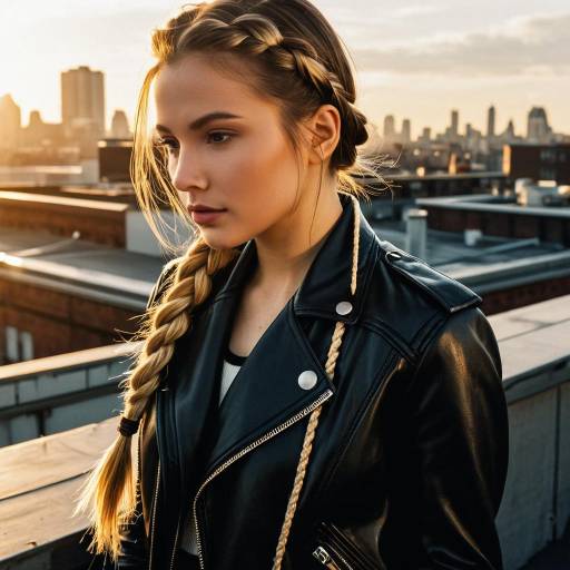 Urban Fashion Model with Rope Braid Hairstyle