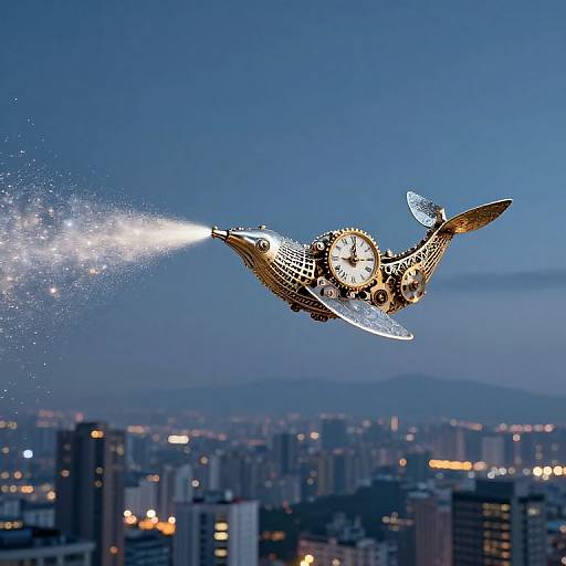 Clockwork Whale in Gravity-Shifting City