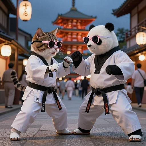 Epic Showdown: Samurai Cat vs Taekwondo Panda