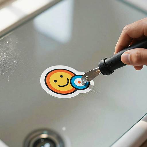 Sticker Remover Tool on Glass Surface