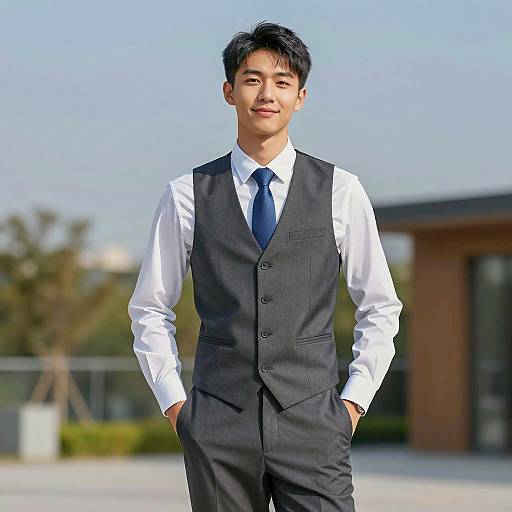 Stylish Outdoor Portrait in Formal Attire