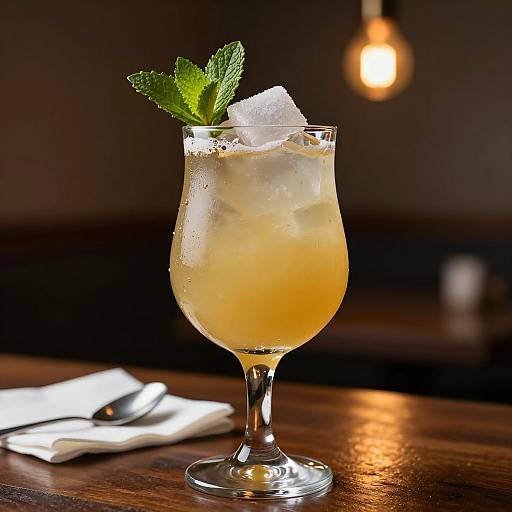 Elegant Golden Cocktail with Warm Lighting