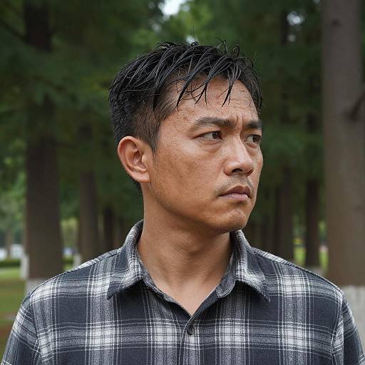 Intense Portrait of a Man in Nature