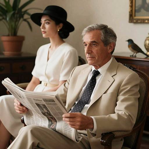 Vintage Indoor Portrait of a Stylish Couple
