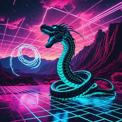 Synthwave Plasma Serpent in Neon Canyon