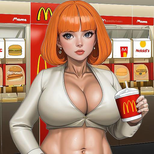 Illustration of Mother (yoru mac), mcdonald's in the style of Mame1645