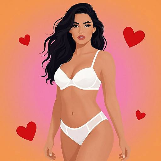 Sensuous Woman in White Lingerie