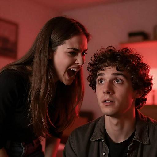 Intense Scream in Dimly Lit Room