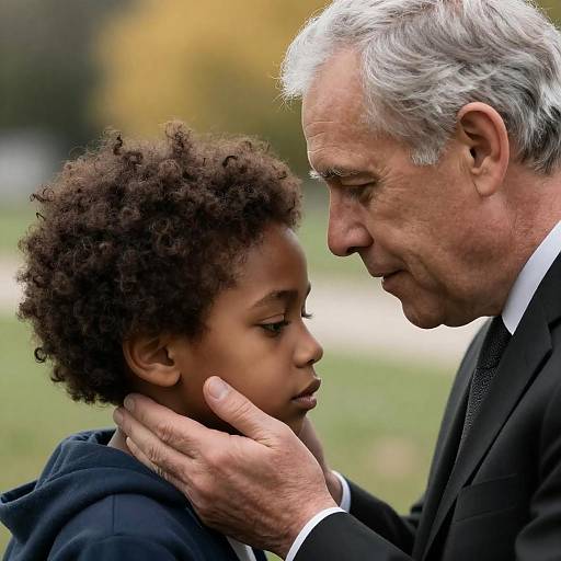 Older Man Comforting Young Boy