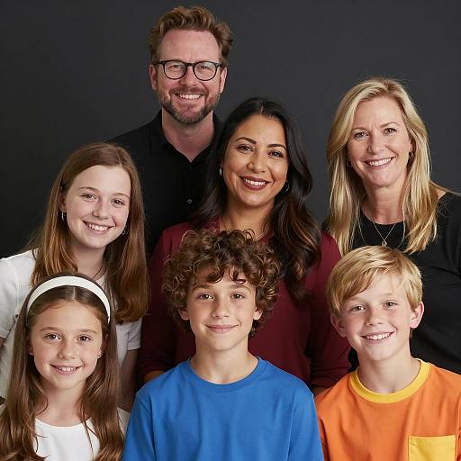 Group Portrait of Smiling Diverse Family