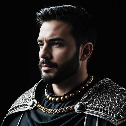 Serious Man in Medieval Armor Portrait