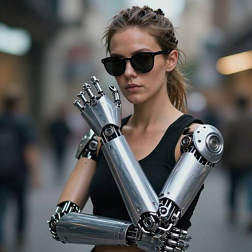 Cyberpunk Woman with Mechanical Limbs
