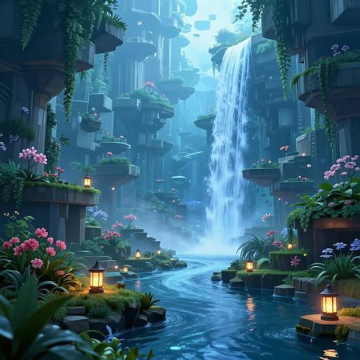 Surreal Floating Terraced Landscape