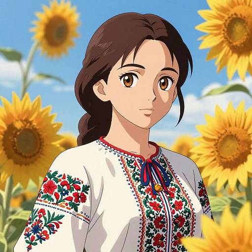 Strong Ukrainian Anime Heroine Portrait
