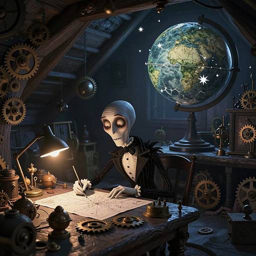 Whimsical Dream Cartographer in Attic Workshop