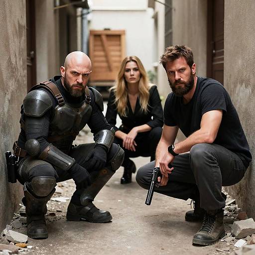 Intense Moment in a Rubble Alleyway