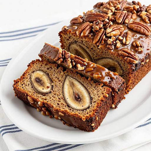 Banana Bread with Pecans and Toffee Glaze