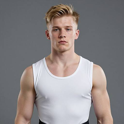 Realistic Blonde Male Weightlifting Portrait