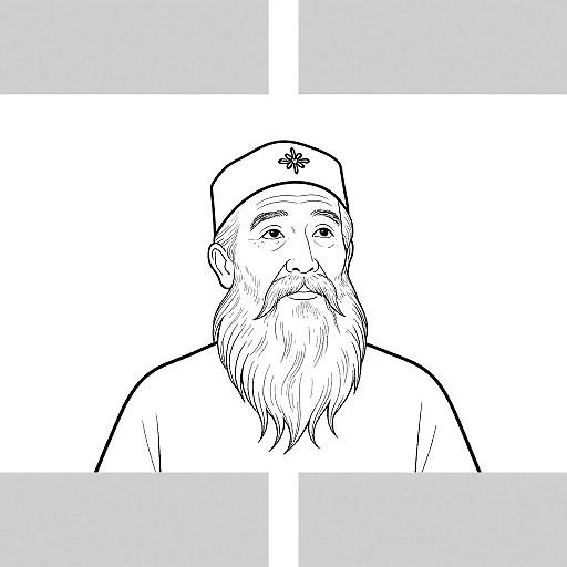 Minimalist Black-and-White Elderly Man Portrait