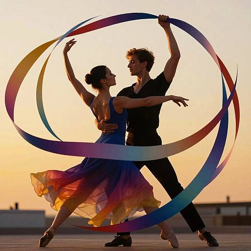 Realistic Dance with Swirling Ribbons