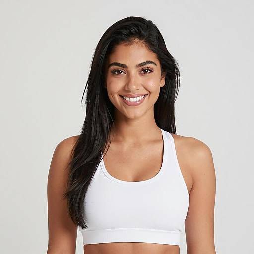 Bright Smiling Woman Against White Background