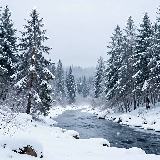 Serene Snowy Winter Valley Landscape