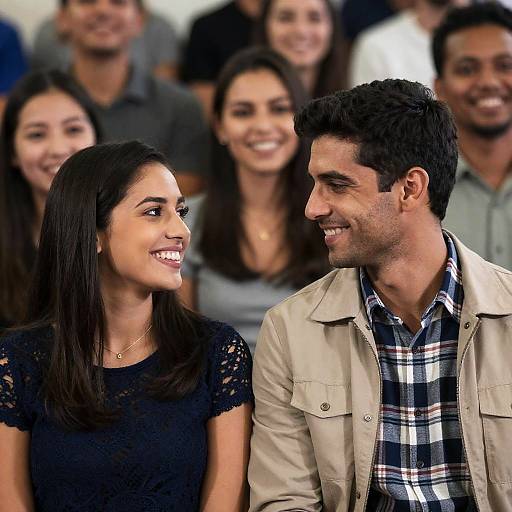 Joyful Couple Amidst a Happy Crowd