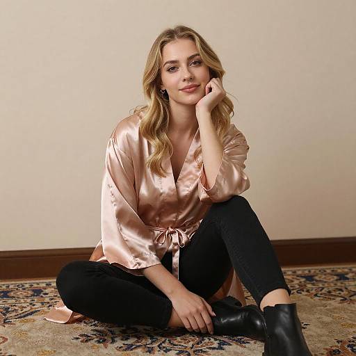 Young Woman in Satin Robe Portrait