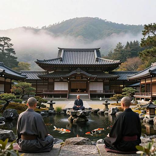 Serene Zen Monastery at Dawn