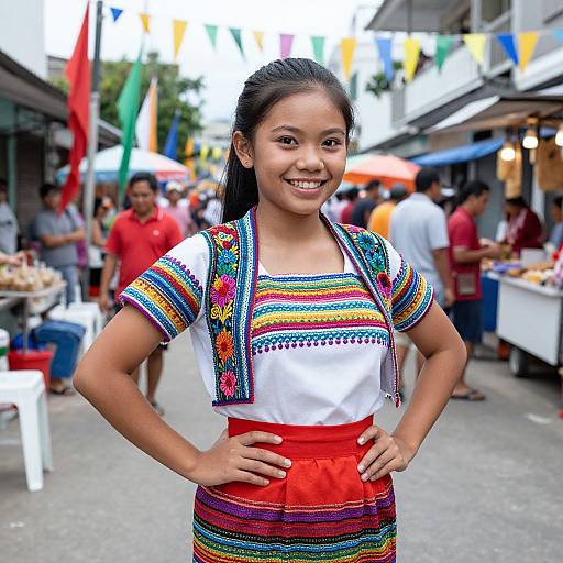 Filipino Woman in Traditional Fiesta Attire