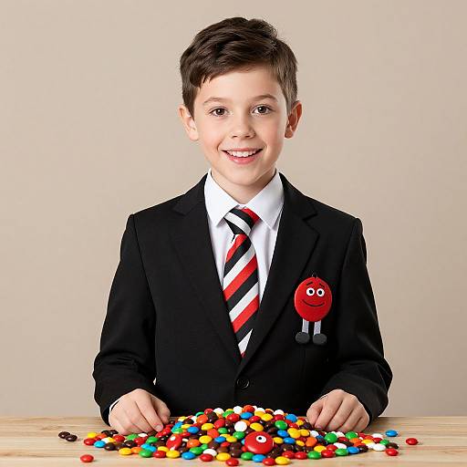Boy Wearing Skittles Candy Costume