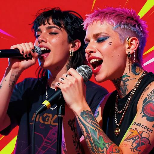 Dynamic Androgynous Duo Singing