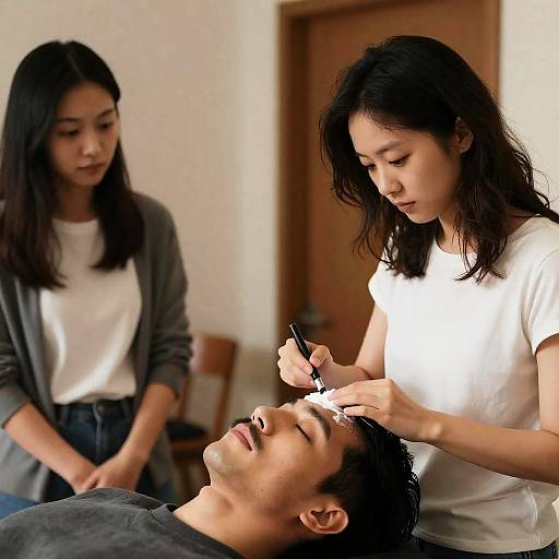 Relaxed Shaving Scene in Warm Lighting