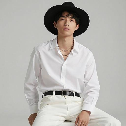 Stylish Young Man in White Attire