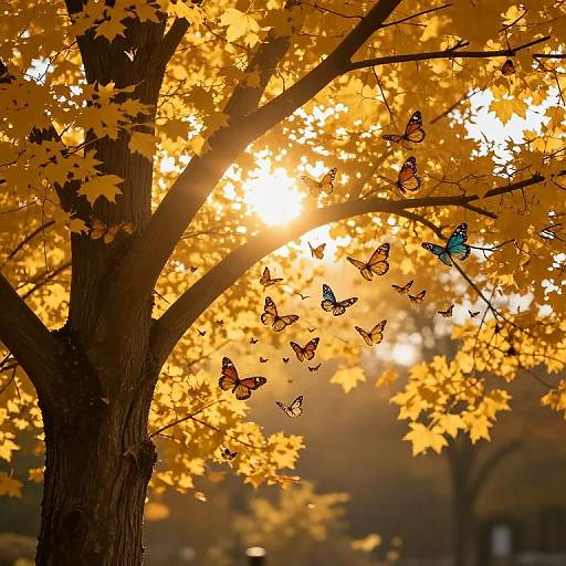 Autumn Tree Embracing Radiant Sun