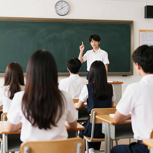 Realistic Rear View Classroom With Students