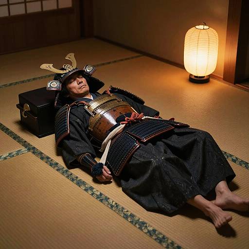 Peaceful Sleeping Samurai in Dojo