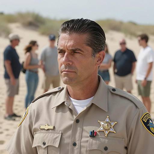 Serious Sheriff on the Beach